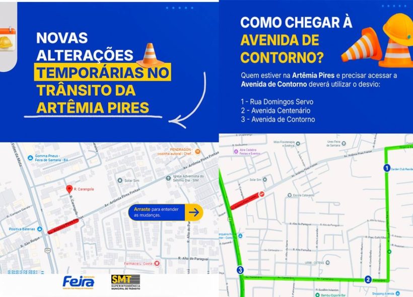 Trânsito na Avenida Artêmia Pires será alterado a partir de 29 de junho para avanço de obras