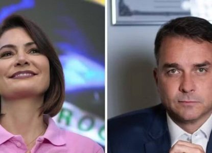 Após atritos, Michelle Bolsonaro e Flávio Bolsonaro gravam primeiro material para horário eleitoral