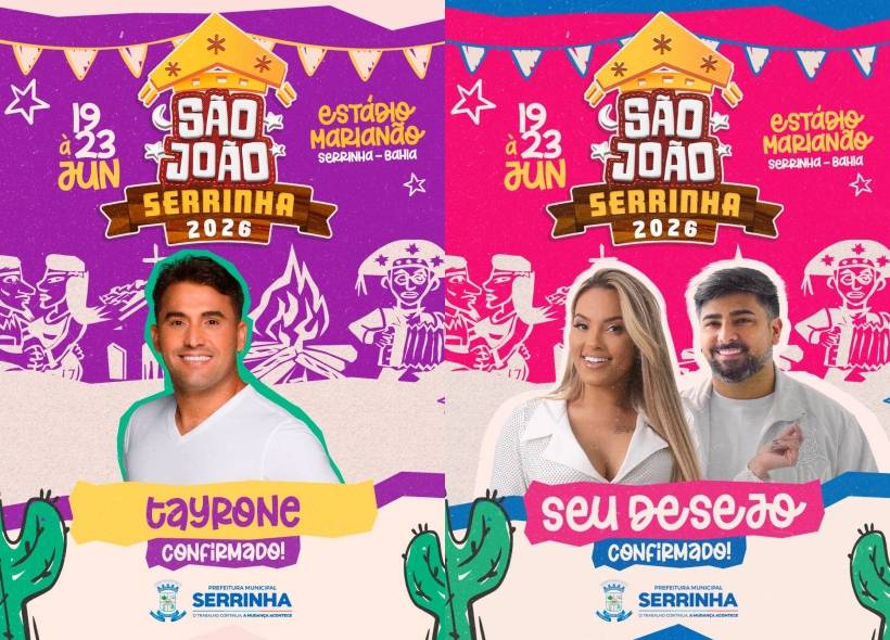 Tayrone e Banda Seu Desejo são confirmados no São João de Serrinha 2026