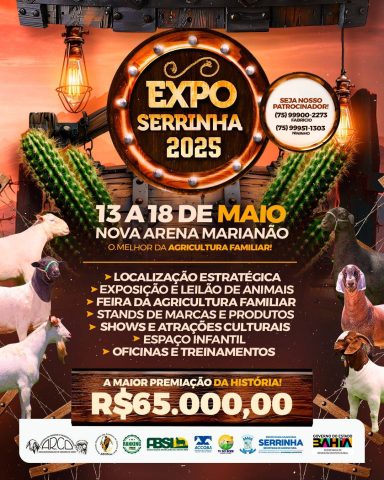 Com foco em caprinos e ovinos e mais novidades, ExpoSerrinha 2025 acontece em maio