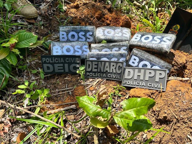 Polícia descobre esconderijo de drogas com 7kg de cocaína enterrados na região de Salvador