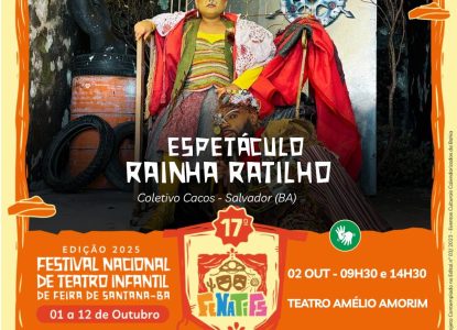 FENATIFS: teatros do Amélio Amorim e Margarida Ribeiro recebem espetáculos nesta quinta, 2