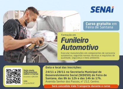Cursos gratuitos de qualificação profissional em Feira de Santana com inscrições até sexta, 28; veja detalhes