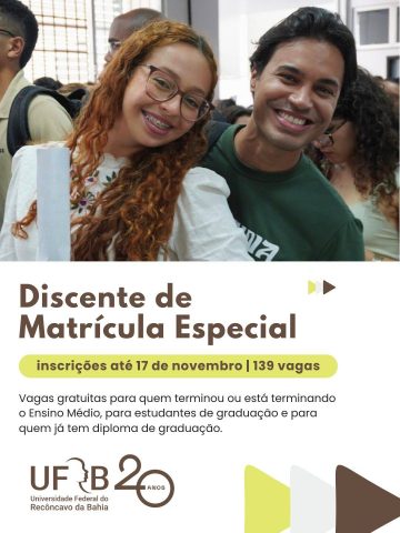 UFRB abre 139 vagas para estudantes de matrícula especial em cursos de graduação