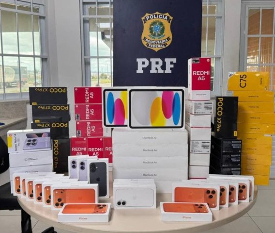 Produtos eletrônicos de origem irregular são apreendidos durante fiscalização na BR-116