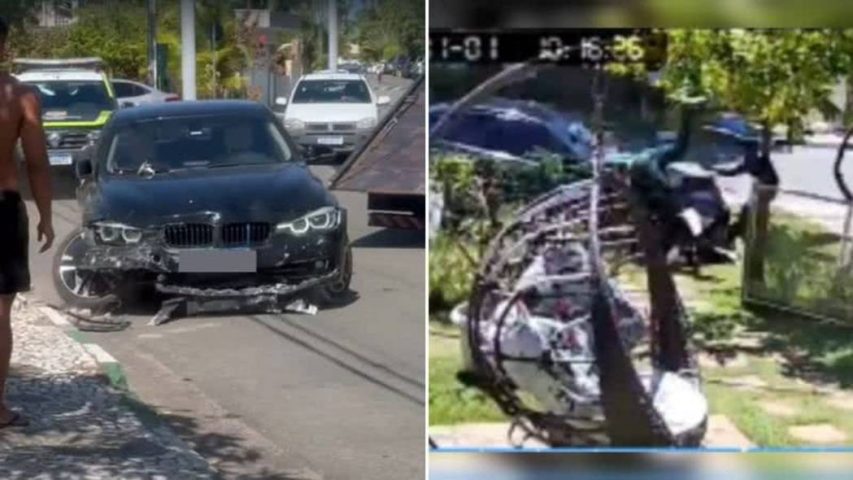 Adolescente atropela e prensa trabalhadores contra muro em condomínio de luxo em Guarajuba