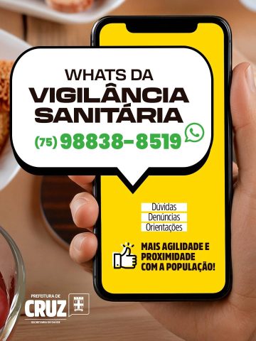 Vigilância Sanitária de Cruz das Almas lança canal de atendimento via WhatsApp