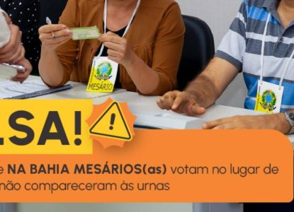 TRE-BA diz que é falsa alegação que na Bahia mesários votam no lugar de eleitores