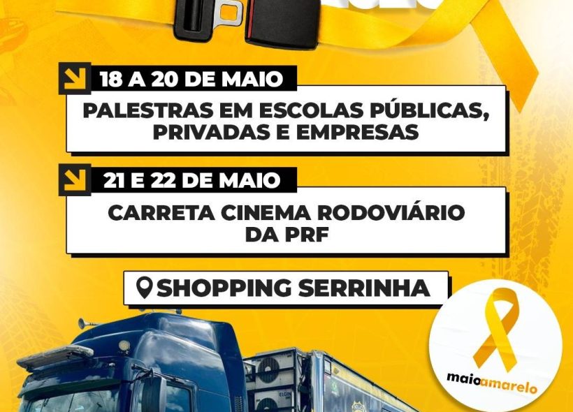 Serrinha recebe programação especial do Maio Amarelo 2026 com palestras e Carreta Cinema Rodoviário
