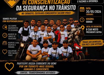 Motociclistas por aplicativo promovem motociata em alusão ao Maio Amarelo em Feira de Santana