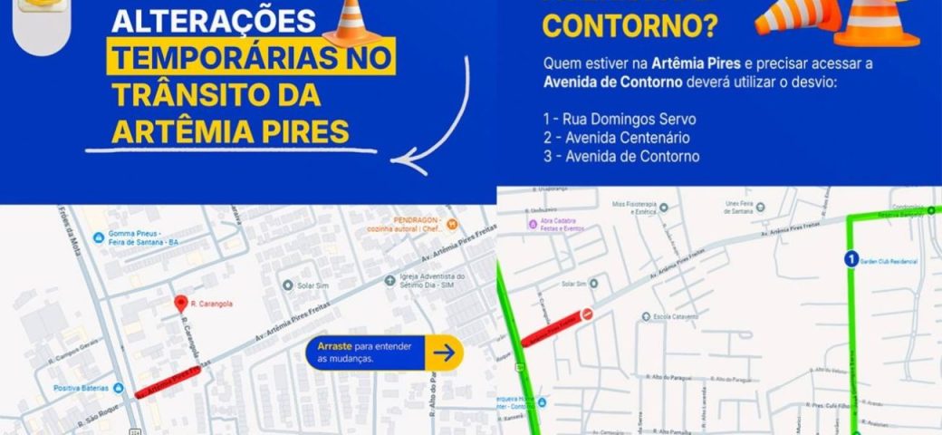 Trânsito na Avenida Artêmia Pires será alterado a partir de 29 de junho para avanço de obras
