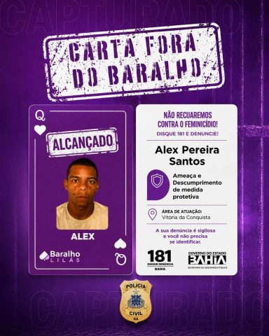 Mais uma carta fora: integrante do Baralho Lilás é preso interior baiano
