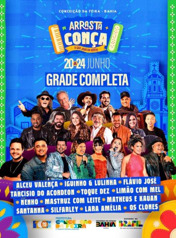 Conceição da Feira anuncia programação do São João com Matheus & Kauan, Tarcísio do Acordeon e Alceu Valença