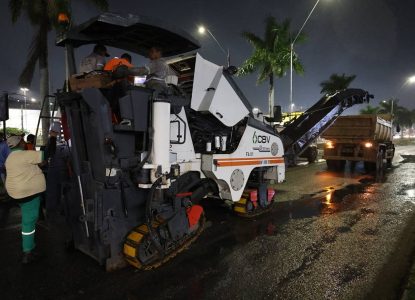Avenida Presidente Dutra, uma das maiores de Feira de Santana, passa por obra de recuperação do asfalto