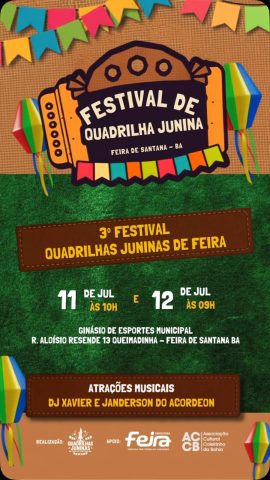 Festival de Quadrilhas Juninas agita fim de semana em Feira de Santana