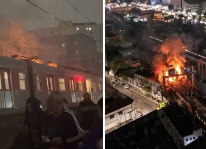 Trem pega fogo, paralisa linhas e obriga passageiros a caminhar pelos trilhos em São Paulo