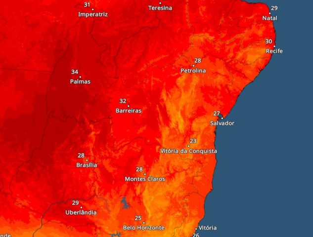 Bahia está entre os 16 estados em alerta para calor extremo e baixa umidade