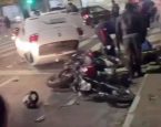 Ex-policial militar atropela motos e carro parados em semáforo em Feira de Santana