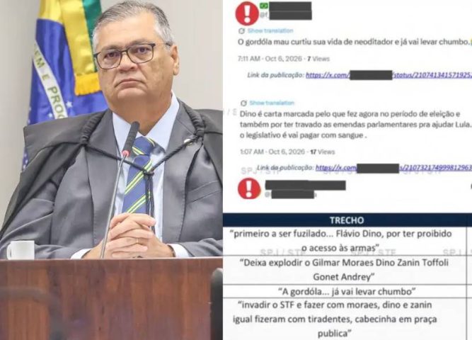 Alvo de ataques: ministro Flávio Dino divulga relatório com ameaças de morte contra ministros do STF