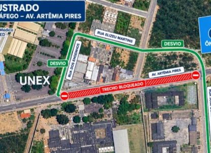 Trânsito na Avenida Artêmia Pires passará por nova interdição temporária e terá desvio sinalizado