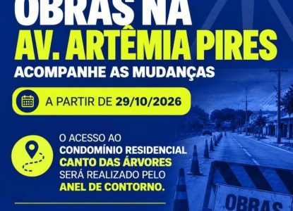 Obras de duplicação alteram trânsito e modificam acesso a condomínio na Av. Artêmia Pires
